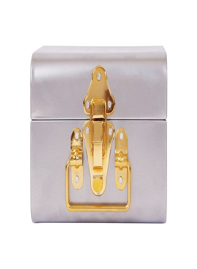 INDIAN ARTISANS Silver Metal Gift Trunk Box 8 Inch with Golden Accents - Jewellery & Storage Organizer Box | Multipurpose Box for Weddings, Birthdays, Return Gifts, Party, Home & Special Occasions - Image 2